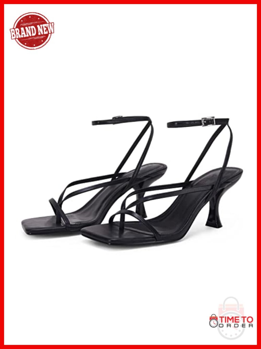 Lace-Up Square Toe Kitten Heel Sandals